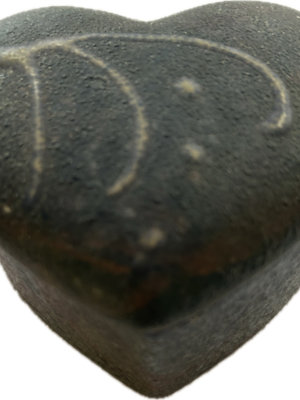 Handcrafted Heart Stone Sculpture - Dark Gray Decorative Art - Signed by artist